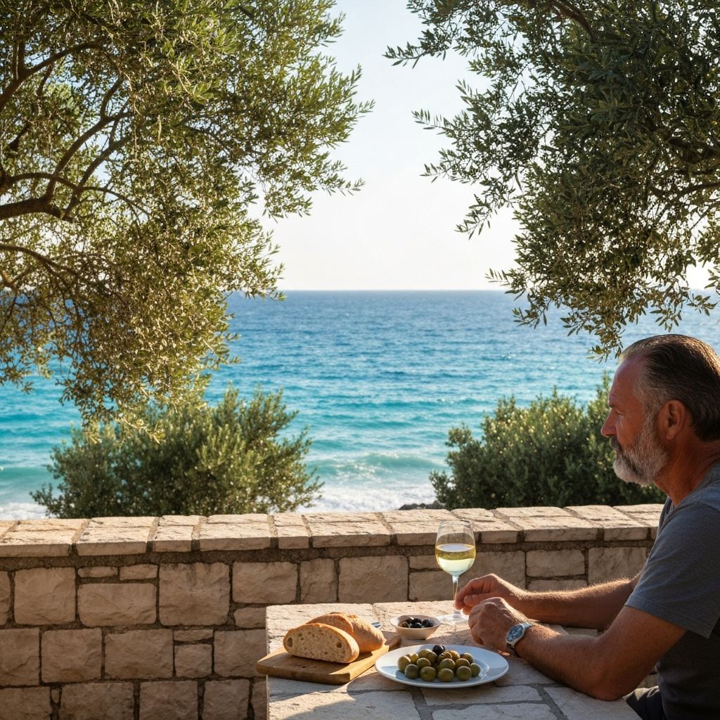 Opušteni ručak na terasi uz pogled na more